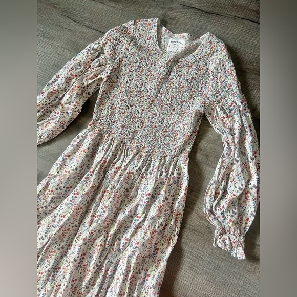 Meadows Blush Dress 6 Floral Maxi Boho Peasant Long Sleeve Prairie Cotton White - Picture 5 of 8